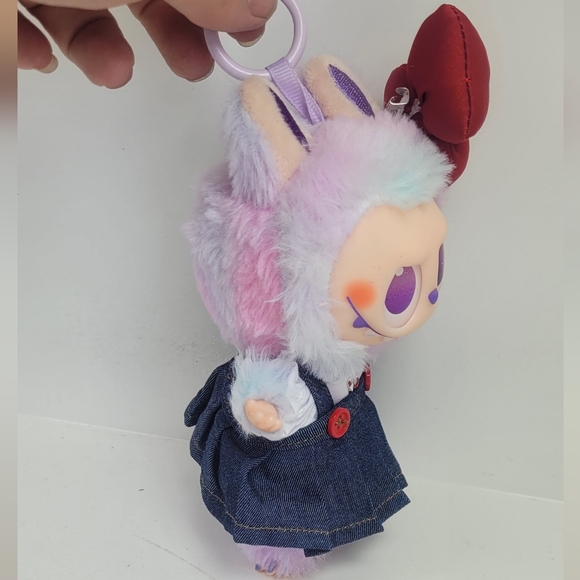 Labubu Hello Kitty Rhinestoned Denim Skirt,top & bow Outfit. Doll Not Included - Picture 9 of 9